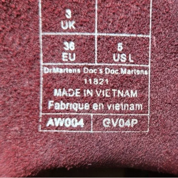 Dr. Martens 11821 Red/ Burgundy Leather Boots size 5 US - Picture 11 of 11